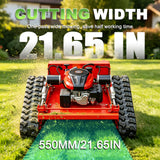 MMS Remote Control Lawn Mower With 9HP Gas Engine, 21.65In/550mm Automatic Robotic Track Lawn Mower ，Adjustable Height 0.79-5.9 Inches, Track Design,All-Terrain for Steep Slopes Tall Grass Large Lawn
