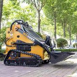 Mini Skid Steer Loader with 46 inch Bucket, 22HP Multifunction Stand-On Crawler Skid Steer Machine, Hydraulic Drive Compact Track Loader