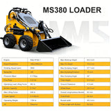 Mini Wheel Skid Steer Loader, 22HP Stand-on Skid Steer Loader with Bucket, EPA Gasoline Engine, Compact Multifunctional Loader for Warehouses, Engineering, Farms, Gardens and Parks