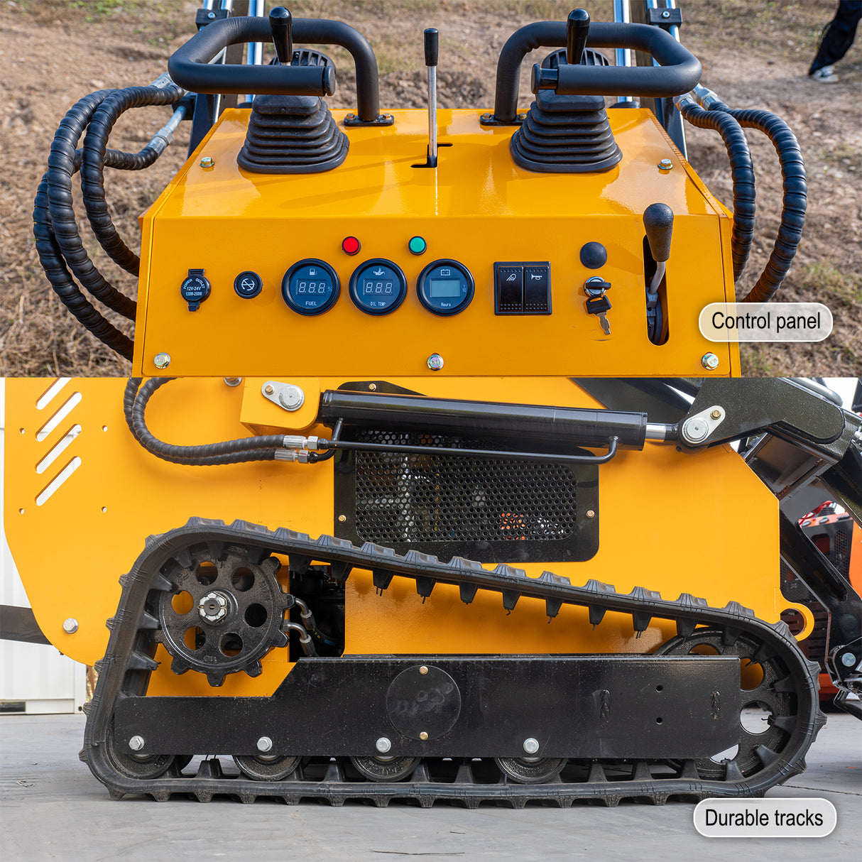 MMS 23HP Mini Skid Steer Loader, 739cc Gaslione Engine, Triple Pumps Triple Vavles, Stand On Track Loader with Bucket MS480T