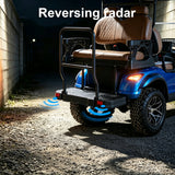 MMS 4P 60V Electric Golf Cart with 5KW Motor, 20 MPH Top Speed, 44 Miles Range, Ages 16 and Up, Reversing Radar, Advanced Suspension, Rear &Front Storage, LCD Display-Blue