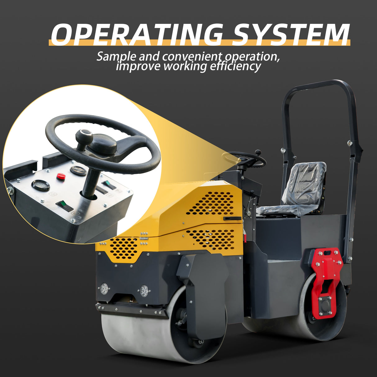 MMS 1 Ton Vibratory Road Roller, EPA Gasoline Ride-on Asphalt Compactor
