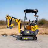 MMS 1.5 Ton Mini Excavator 13.5HP B&S EPA Gas Engine, Swing Boom, Hydraulic Pilot Control, Adjustable Seat, Safety Light, MS15P with Skeleton Buckets, Quick Hitch and Grabber