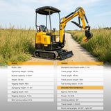 MMS 1.5 Ton Mini Excavator, Pilot Control, Swing Boom, 13.5HP 420cc EPA GAS Engine Crawler Small Digger Machine MS15