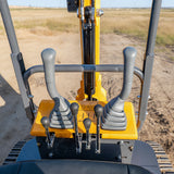 MMS 1.2 Ton Pro Mini Excavator, 13.5HP B&S EPA Gas Engine, Swing Boom, Adjustable Seat, Hydraulic Thumb, Safety Light, MS12P with Grabber, Quick Hitch and Skeleton Bucket