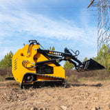 MMS 23HP Mini Skid Steer Loader, 739cc Gaslione Engine, Triple Pumps Triple Vavles, Stand On Track Loader with Bucket MS480T