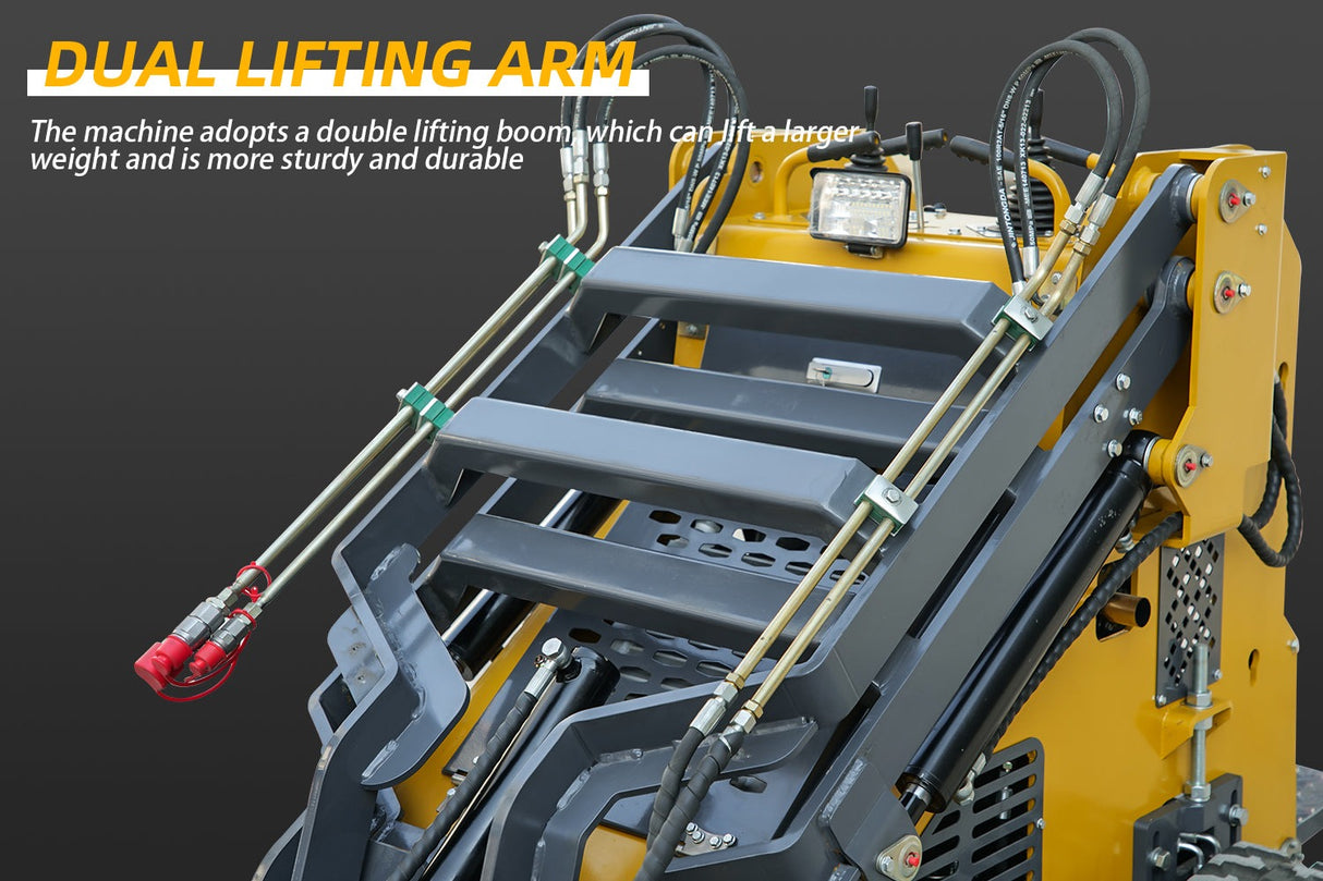 22HP Mini Skid Steer Loader Dual Cylinder GAS Engine Automatic Bucket Leveling Stand-on Track Loader