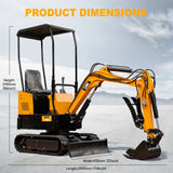 MMS 1.2 Ton Mini Excavator MS12 Crawler Trencher Digger Machine with 13.5HP Gas Engine with Quick Hitch Skeleton Shovel
