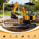 MMS 1.2 Ton Mini Excavator MS12 Crawler Trencher Digger Machine with 13.5HP Gas Engine with Quick Hitch Skeleton Shovel