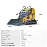 22HP Mini Skid Steer Loader Dual Cylinder GAS Engine Automatic Bucket Leveling Stand-on Track Loader