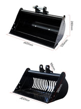 8pcs Mini Excavator Attachments Narrow Bucket, Ripper, Rake Auger, Grapple, Quick Hitch, Screening Bucket Excavator Accessories Kit